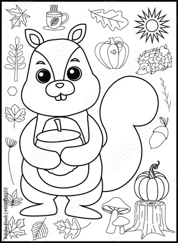 Fototapeta Naklejka Na Ścianę i Meble -  Autumn Coloring Pages for Kids