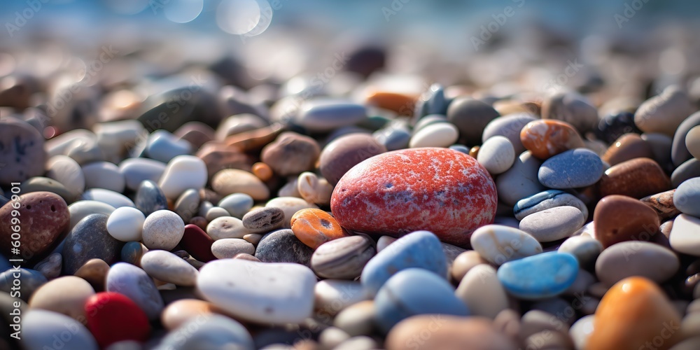 AI Generated. AI Generative. Summer beach cost sea side pebbles stones. Graphic Art Illusstration. AI Generated. AI Generative. Summer beach cost sea side pebbles stones. Graphic Art Illusstration.