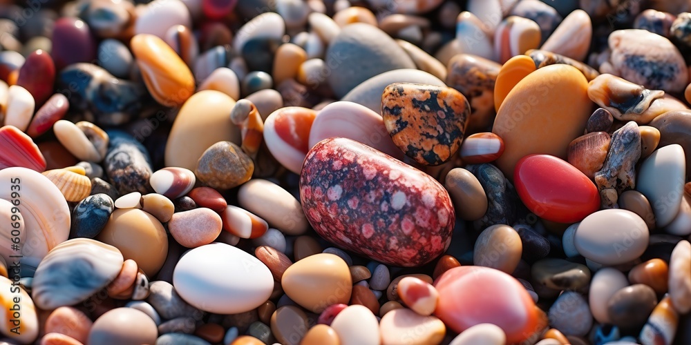 AI Generated. AI Generative. Summer beach cost sea side pebbles stones. Graphic Art Illusstration. AI Generated. AI Generative. Summer beach cost sea side pebbles stones. Graphic Art Illusstration.