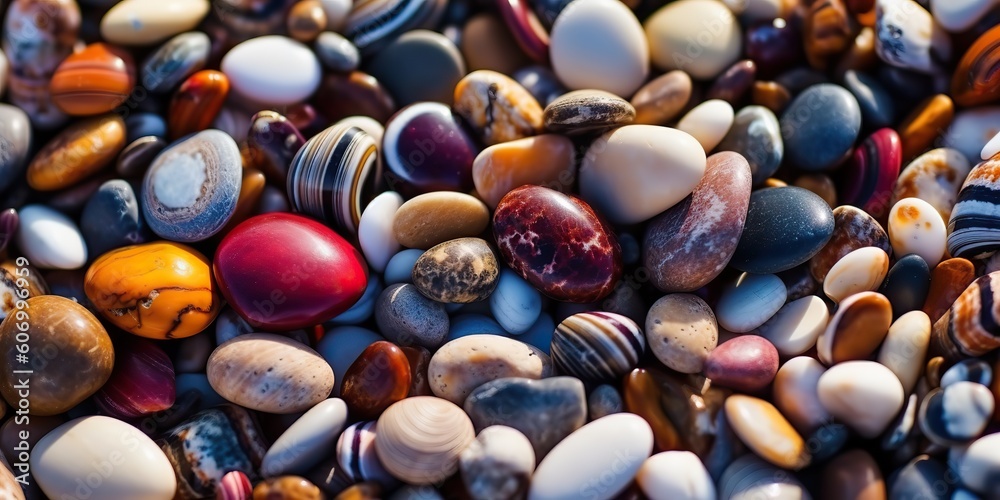 AI Generated. AI Generative. Summer beach cost sea side pebbles stones. Graphic Art Illusstration. AI Generated. AI Generative. Summer beach cost sea side pebbles stones. Graphic Art Illusstration.