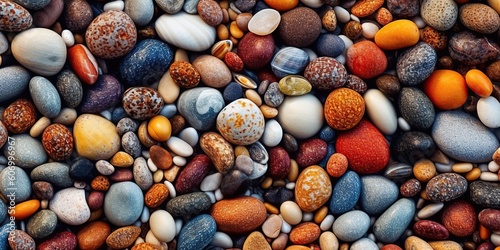 AI Generated. AI Generative. Summer beach cost sea side pebbles stones. Graphic Art Illusstration.