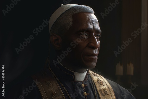 Black pope vatican portrait. Generate AI