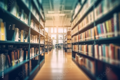 Blurred public library. Generate Ai