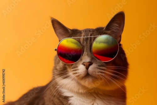 Cat cute stylish glasses. Generate Ai