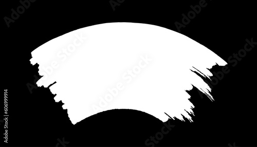 White curve marker frame. Grunge black arc banner. Watercolor circular smear. Vector illustration