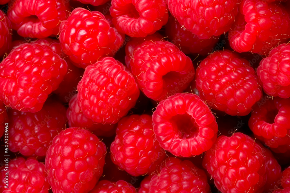 Fresh and sweet raspberries background. A close up of raspberries. Generative AI Fresh and sweet raspberries background. A close up of raspberries. Generative AI