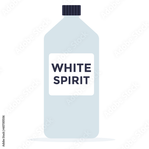 Bottle of white spirit isolated on white background.