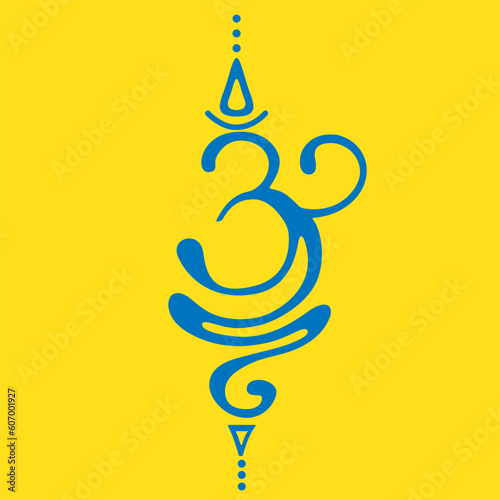 yoga breathe symbol in light blue color with yellow background