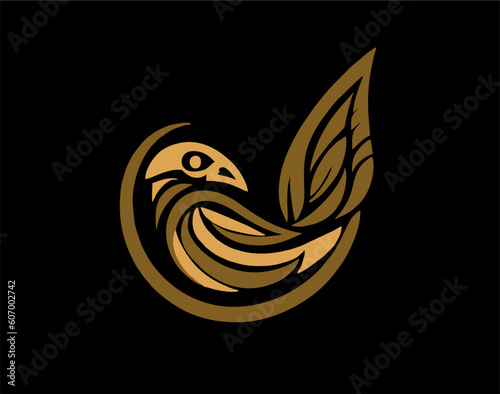 Bird logo design with feather shape  elegant bird icon