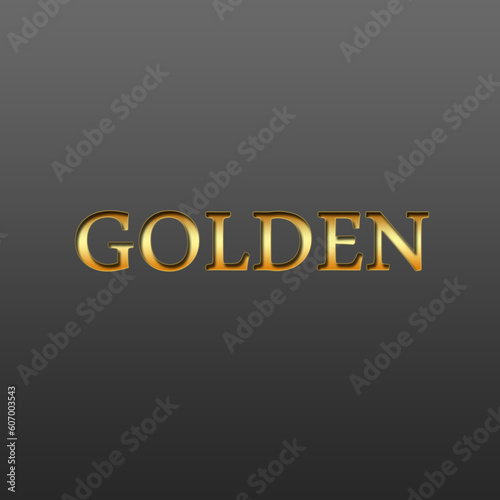 Illustration of the word Golden in golden letters on a gray background, 3d inset photo