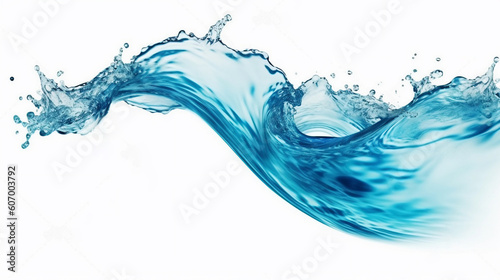 Water splash and wave on white background. Generative Ai