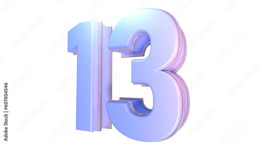 Obraz premium Purple 3d number 13