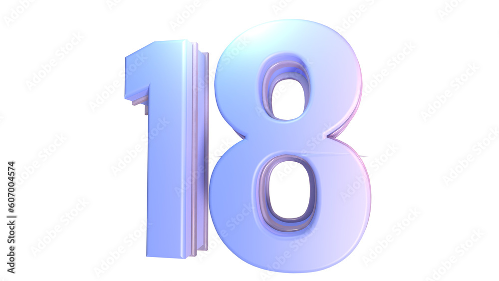 Obraz premium Purple 3d number 18