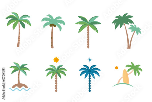 Vector palm tree illustration set  Toropical summer icon.Vector palm tree illustration set  Toropical summer icon.