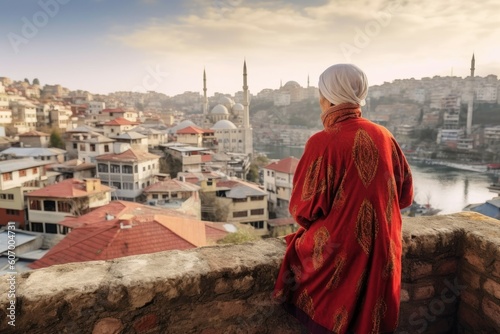 Turk old woman turkish city. Generate Ai