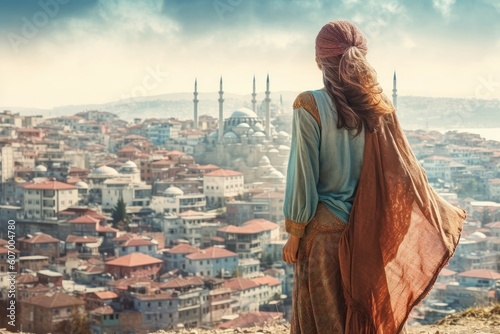 Turk woman turkish city. Generate Ai photo