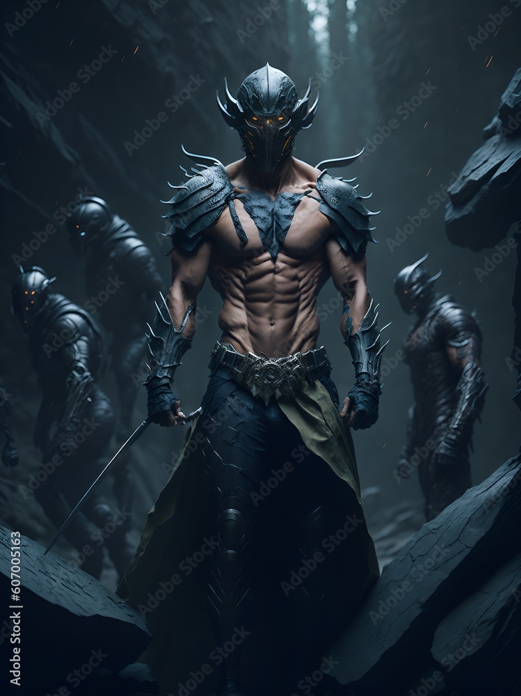 Naklejka premium AI Art Decor for Home Office and Gifting Wall Art Survival of the Fittest Art Print, Powerful