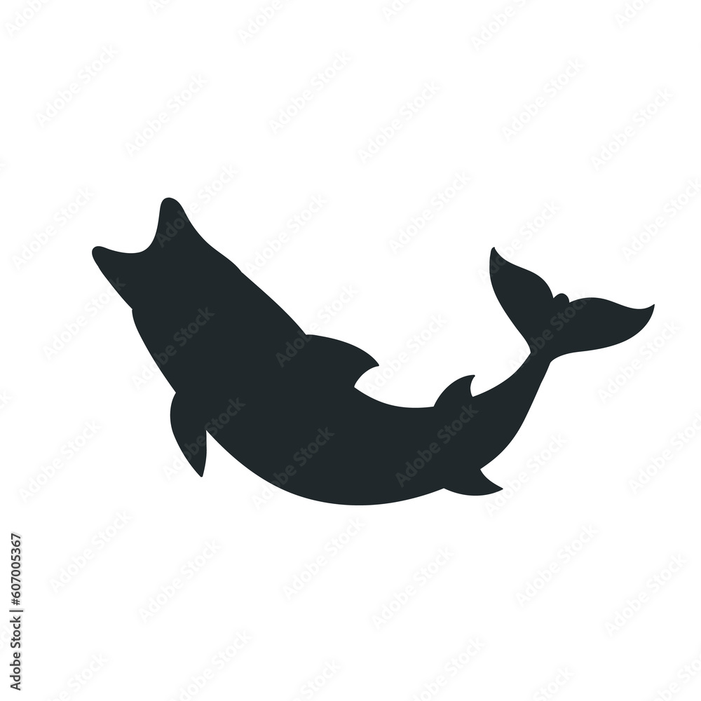 black silhouette shark fish isolated on transparent background. PNG