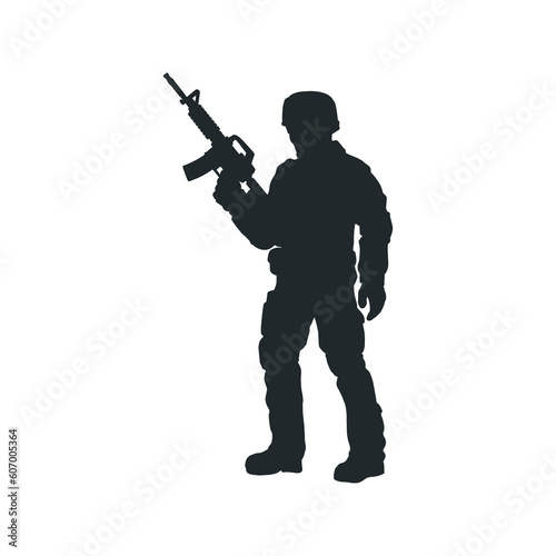 soldier with rifle isolated on transparent background. PNG
