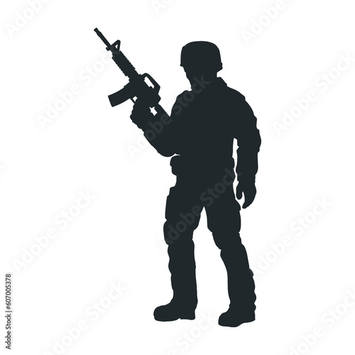 soldier with rifle isolated on transparent background. PNG