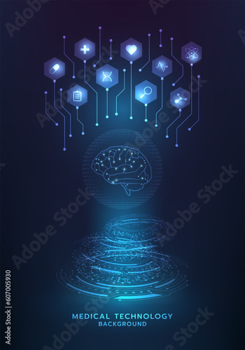 Healthcare and medical icon pattern innovation digital technology technology background. Medical, science and technology concepts. Abstract futuristic design. Vector illustration.