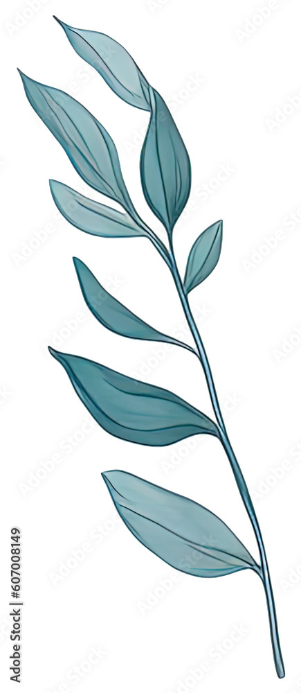 Fototapeta premium Watercolor green leave. Generative AI