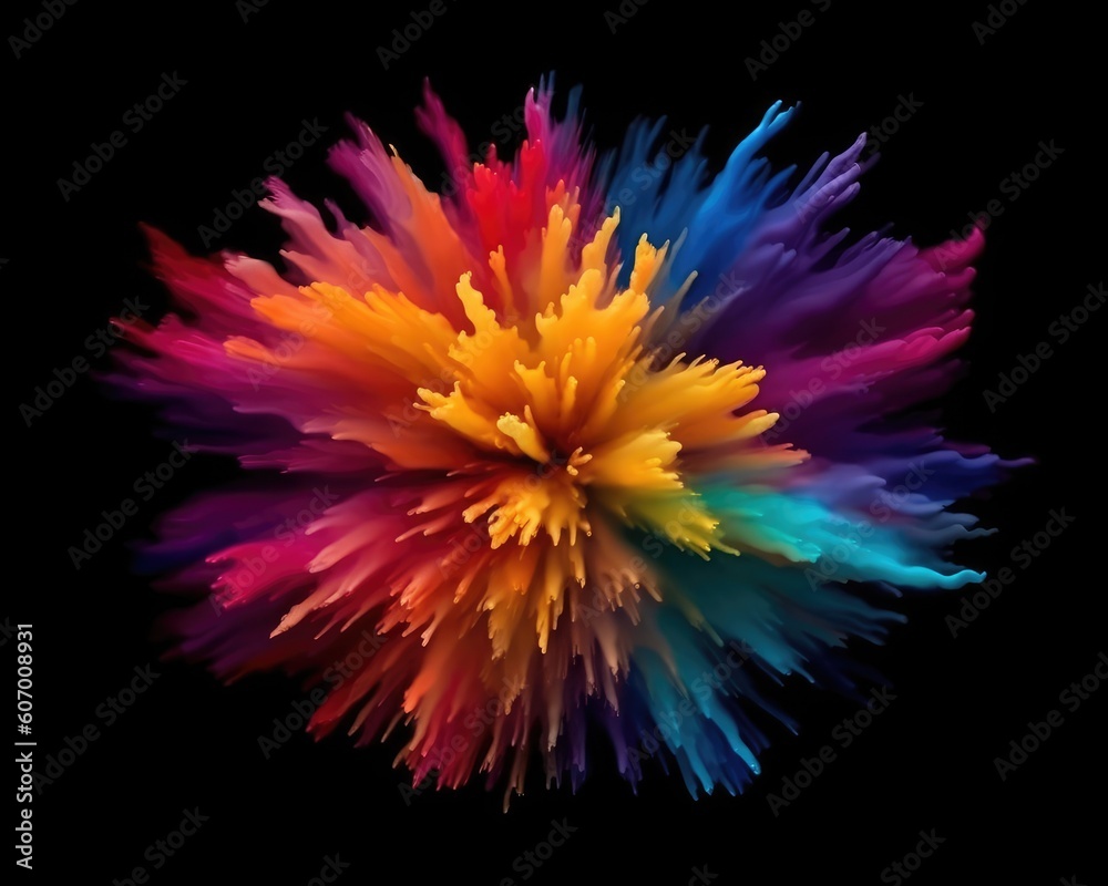 Obraz premium A colorful paint rainbow isolated on black. (Illustration, Generative AI)