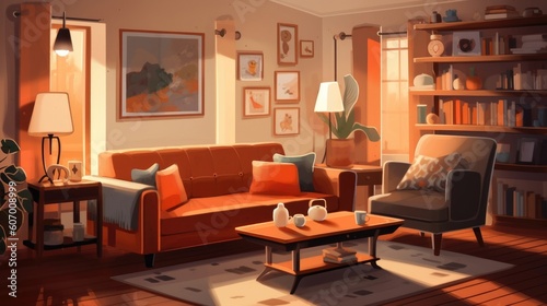 The living room is inviting with chic furnishings. (Illustration, Generative AI)