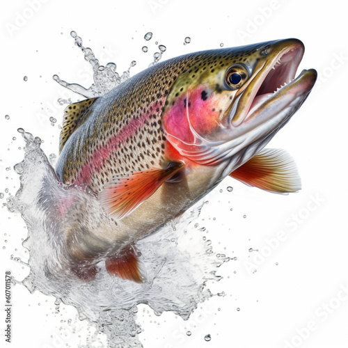 Wildlife Action Shot: Rainbow Trout in High Jump, generated by IA 