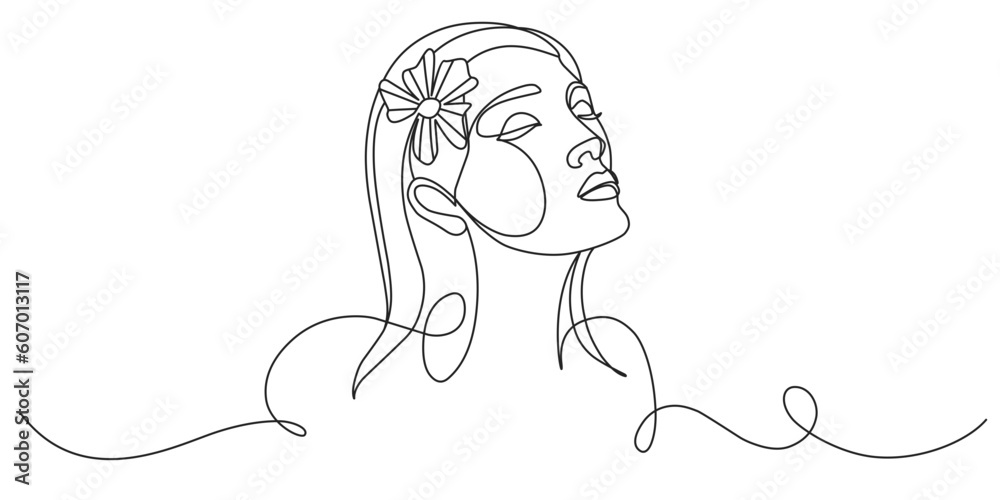 Women’s day line art style vector illustration. Line art vector iloustration of beautifull woman face potrait Women’s day line art style vector illustration. Line art vector iloustration of beautifull woman face potrait