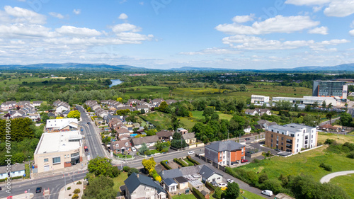 limerick city skyline Ireland. beautiful limerick urban cityscape over the river Shannon on a sunny day with blue skies.