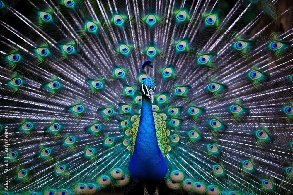 Fototapeta premium Enchanting Peacock with Beautiful Tail, Generative AI