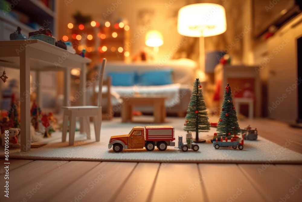 Christmas decoration in children room interior Christmas decoration in children room interior
