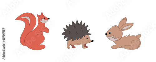 Wallpaper Mural Vector cute cartoon autumn animals for Thanksgiving day decoration. Small wild animals - squirrel, hedgehog and hare Torontodigital.ca