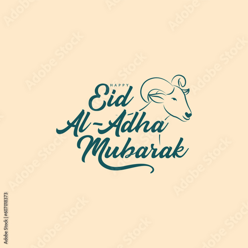 Eid Al Adha mubarak with cute sheep animal, The holiday occurs after the culmination of the annual Hajj. Feast of the Sacrifice. 