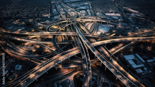 Highways: An image representing highways or expressways, showcasing long stretches of road, vehicles, and the concept of long-distance travel. Generative AI