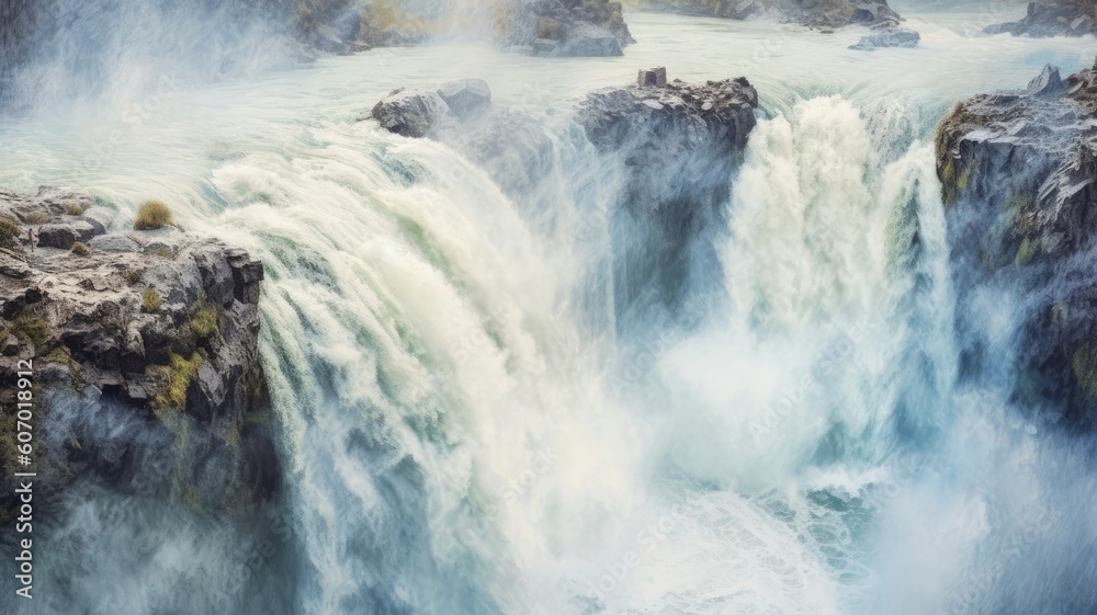 Cascading beauty: Images capture the dynamic flow of waterfalls, showcasing their power and mesmerizing beauty. Generative AI