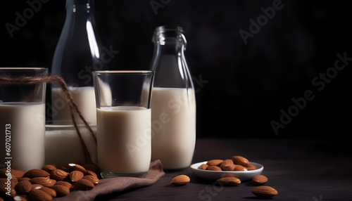 Indulge in the creamy goodness of almond milk, a delightful vegan alternative to traditional dairy milk. 🥛🌰🌱✨