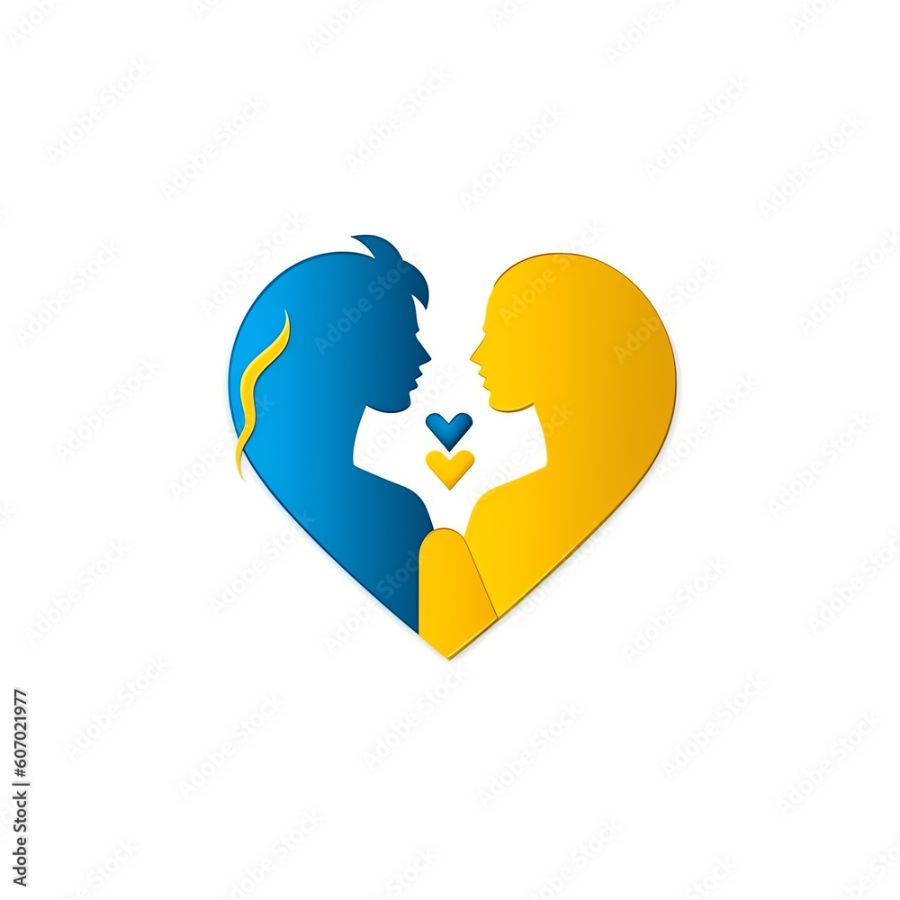 Generative AI Support Ukraine, woman and man holding a heart with colors of Ukrainian flag. Donating and volunteering concept. Vector illustration in flat cartoon style Generative AI Support Ukraine, woman and man holding a heart with colors of Ukrainian flag. Donating and volunteering concept. Vector illustration in flat cartoon style