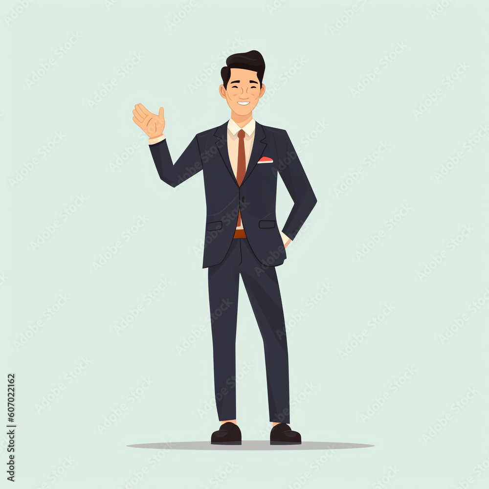 Generative AI Businessman character in flat style, man wearing suit in two poses, business going up and down. Vector illustration template Generative AI Businessman character in flat style, man wearing suit in two poses, business going up and down. Vector illustration template