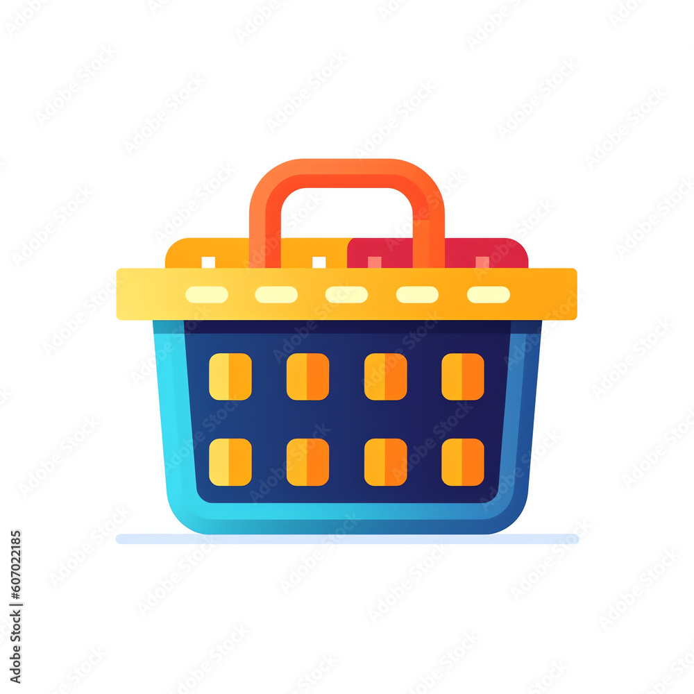 Generative AI Grocery basket - a shopping basket in different colors. Vector illustration in flat style, design template Generative AI Grocery basket - a shopping basket in different colors. Vector illustration in flat style, design template