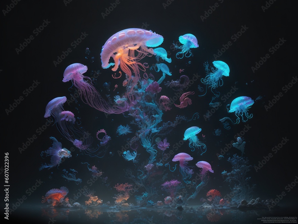 A picture of jellyfish phoenix head, volume one created with generative ai ki