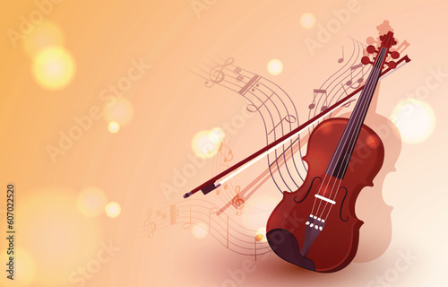 music background with musical notes and violon
