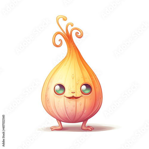 Generative AI Onion cute character, vector illustration for kids in cartoon style