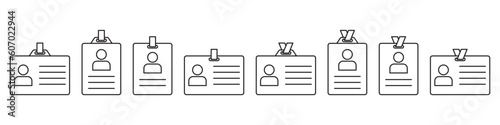 Press card, id card line icon set