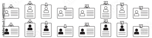 Press card, id card line icon set