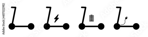 Electro scooter icon set. eco transport