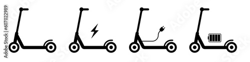 Electro scooter icon set. eco transport