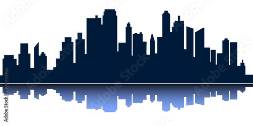 City skyline on white background in black colors. Vector Illustration.
