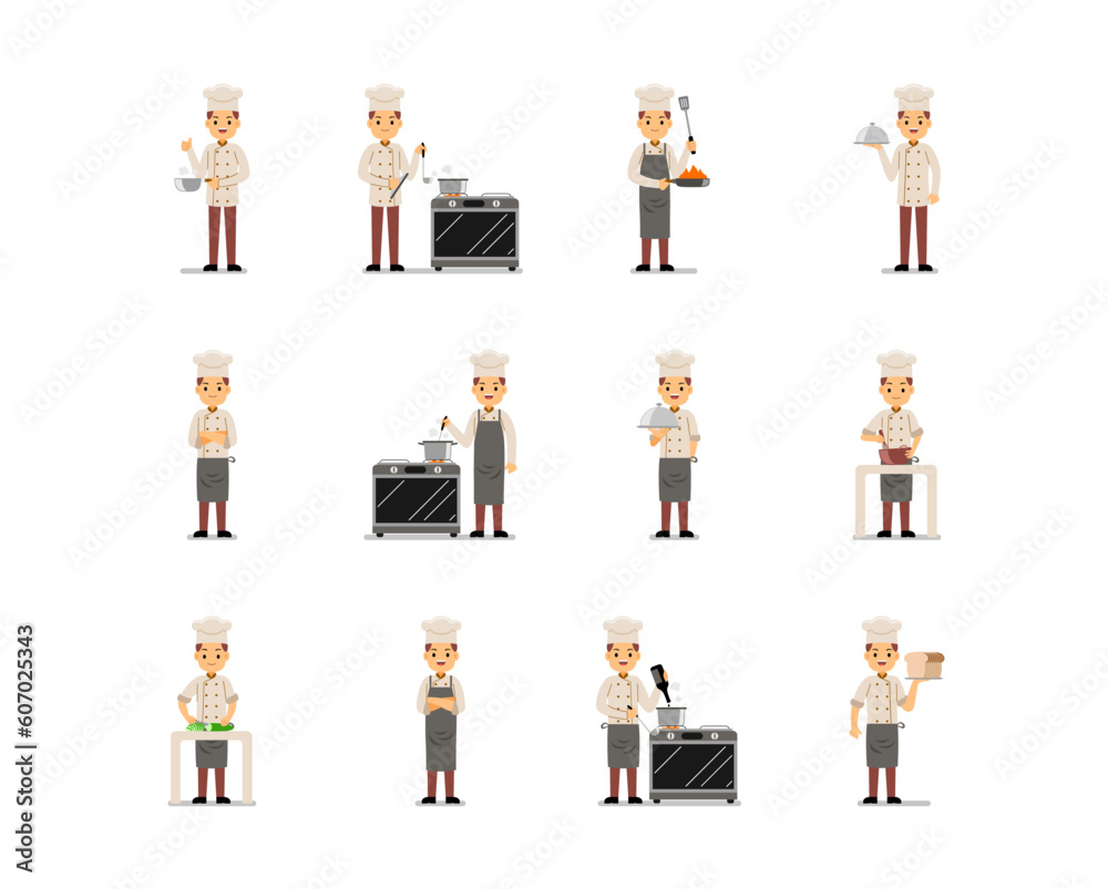 Set of chef characters Illustration. Vector Set of chef characters Illustration. Vector